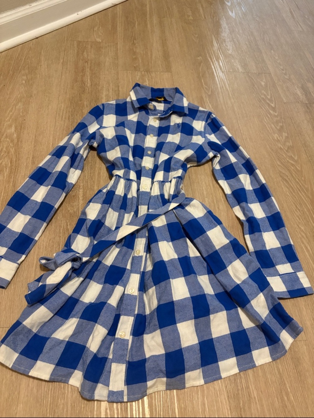 Polo by Ralph Lauren Blue and White Plaid Button-Front Dress
